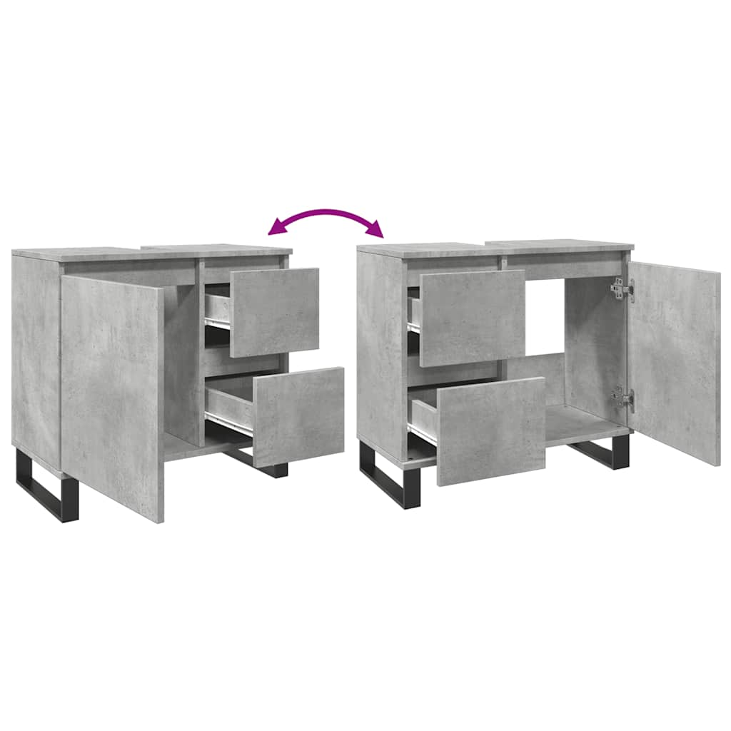 Washbasin base cabinet concrete grey 65x33x60 cm wood material