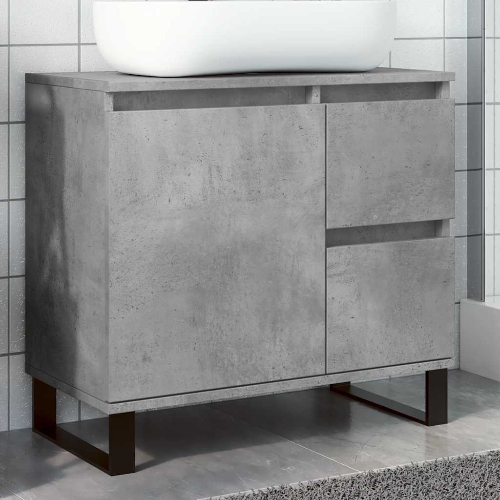 Washbasin base cabinet concrete grey 65x33x60 cm wood material