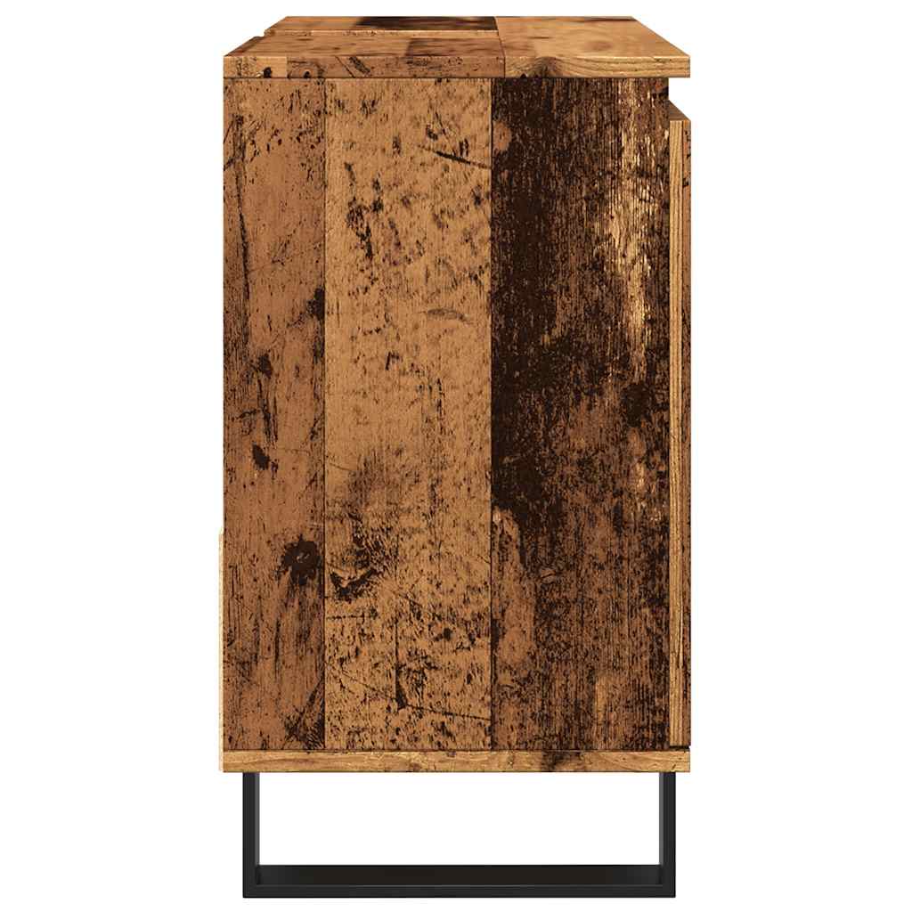 Meuble sous évier aspect bois de récupération 65x33x60 cm en matériau bois