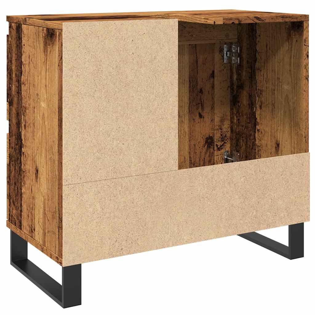 Meuble sous évier aspect bois de récupération 65x33x60 cm en matériau bois