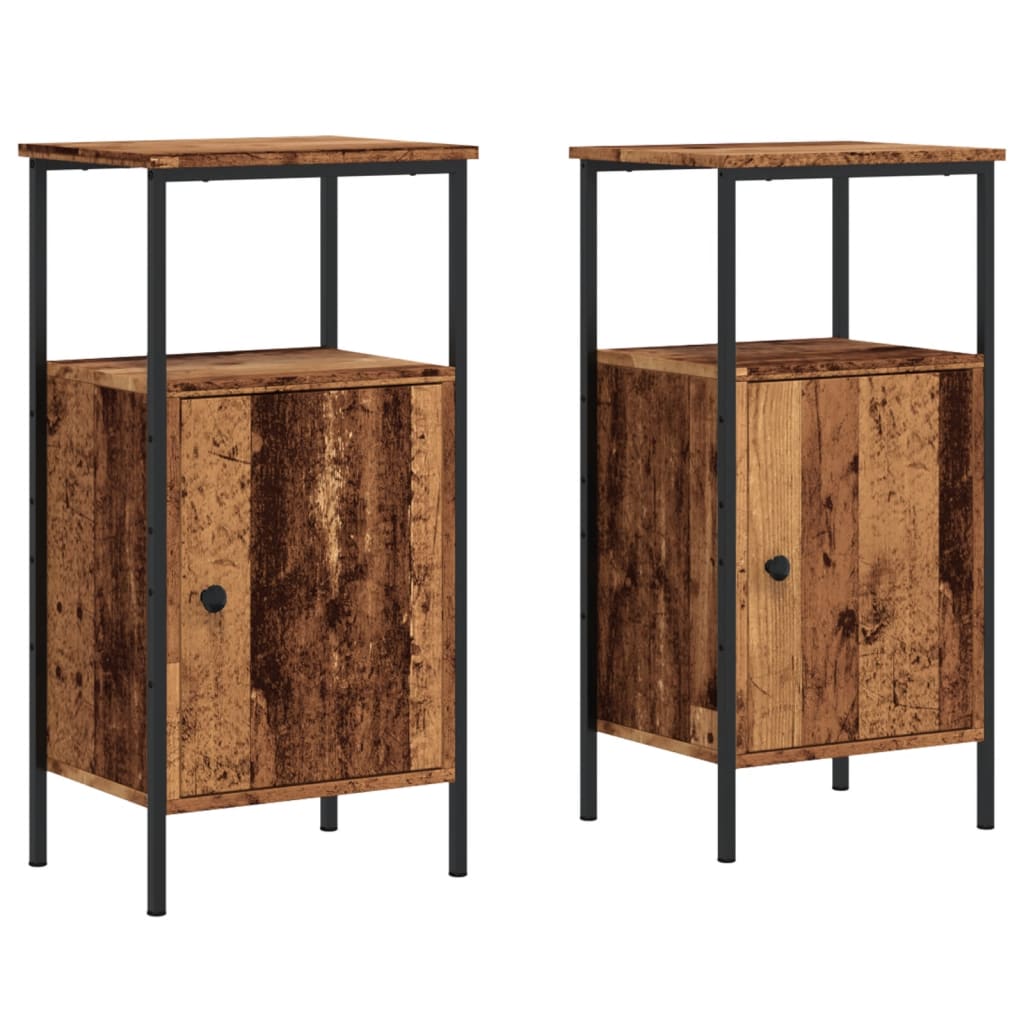 Bedside tables 2 pcs. Old wood look 41x31x80 cm wood material