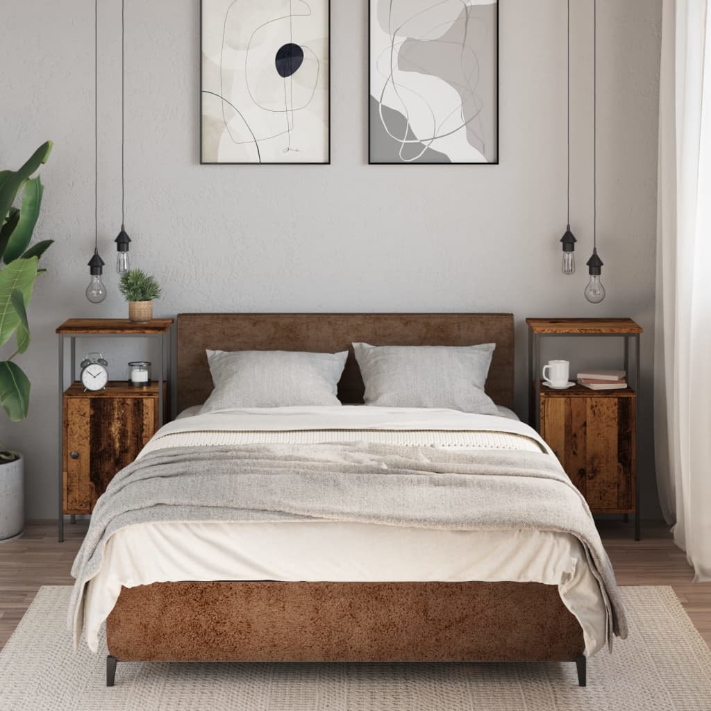 Bedside tables 2 pcs. Old wood look 41x31x80 cm wood material