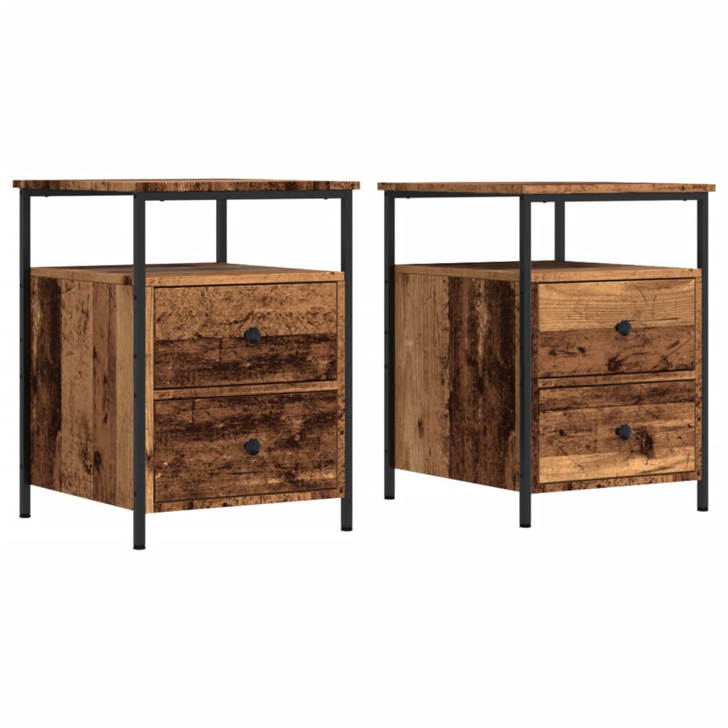 Bedside tables 2 pcs. Old wood look 44x45x60 cm wood material