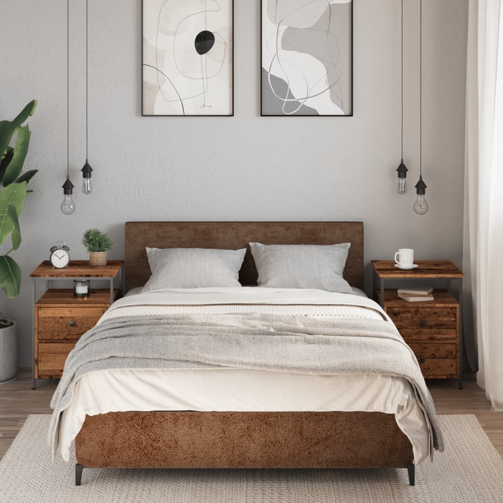 Bedside tables 2 pcs. Old wood look 44x45x60 cm wood material