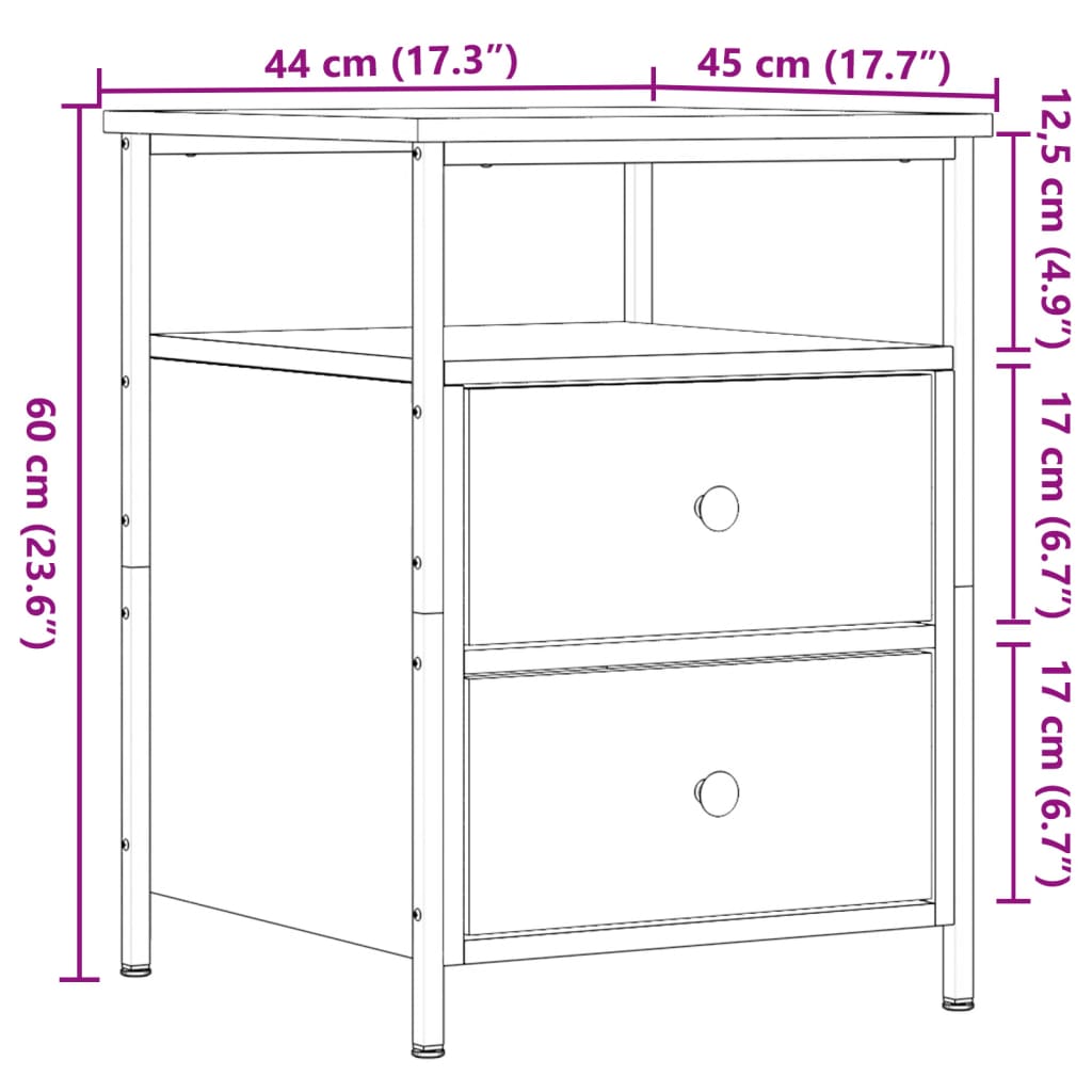 Bedside tables 2 pcs. Old wood look 44x45x60 cm wood material