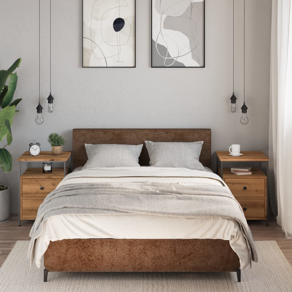 Bedside tables 2 pcs. Artisan oak 44x45x60 cm wood material