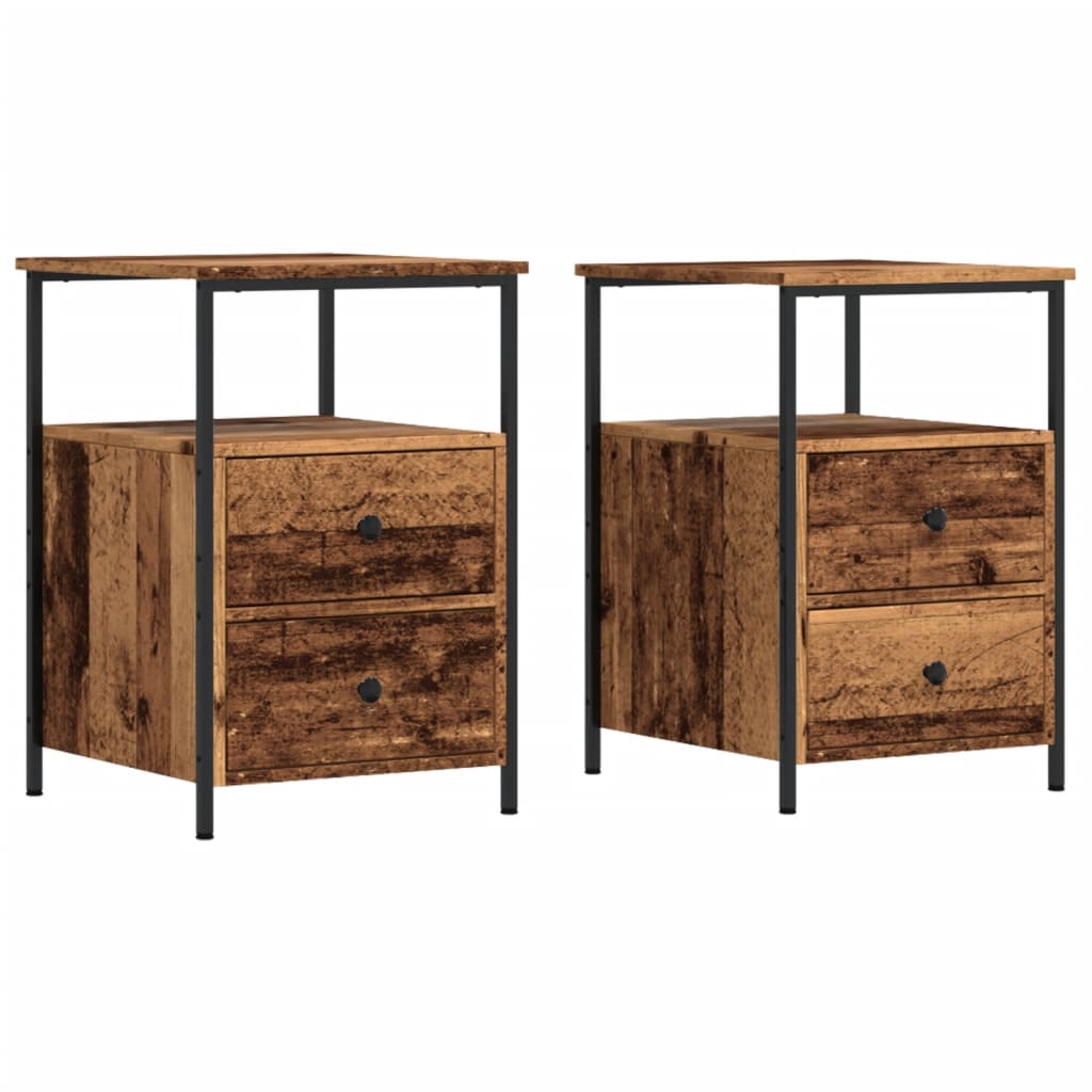 Bedside tables 2 pcs. Old wood look 34x35.5x50 cm wood material