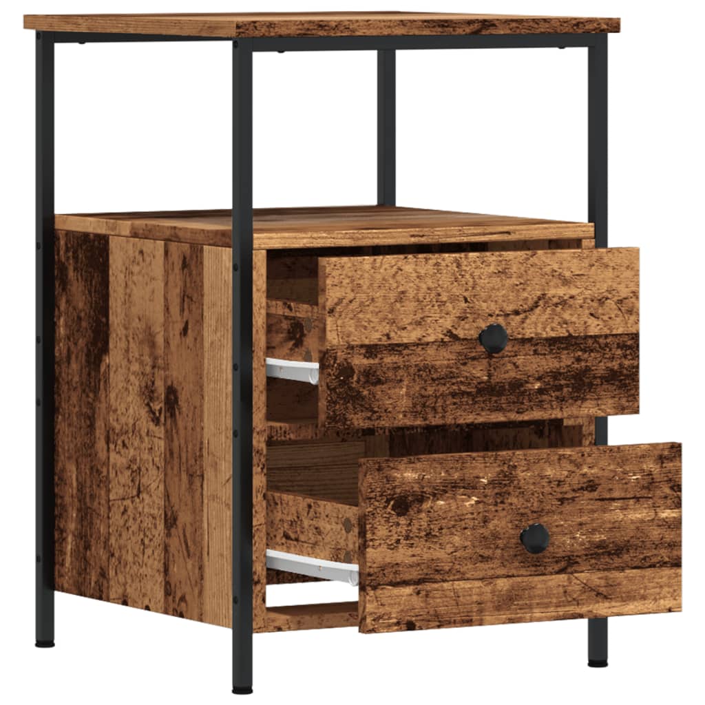 Bedside tables 2 pcs. Old wood look 34x35.5x50 cm wood material