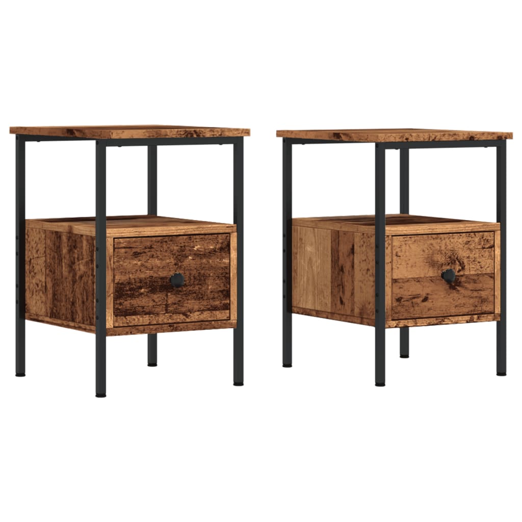 Bedside tables 2 pcs. Old wood look 34x36x50 cm wood material