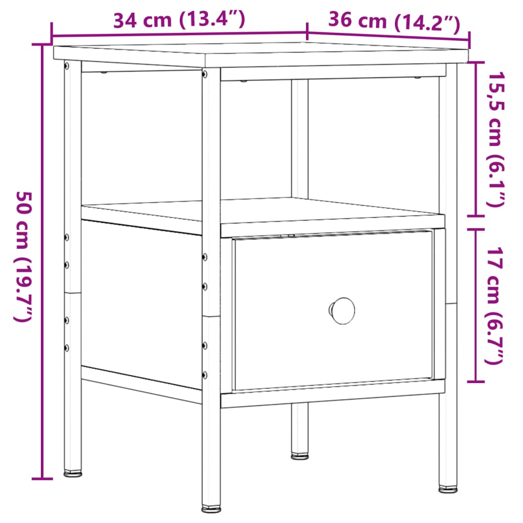 Bedside tables 2 pcs. Old wood look 34x36x50 cm wood material