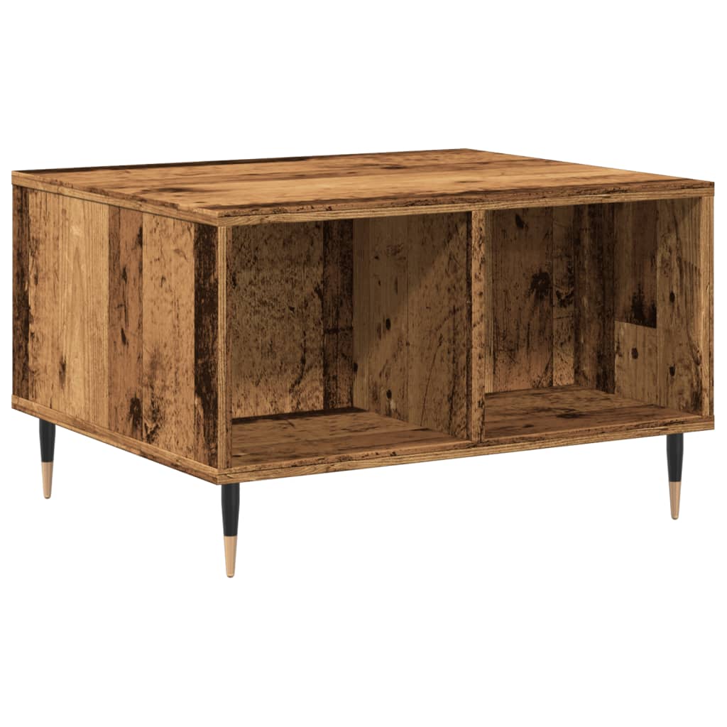 Table basse aspect bois récupéré 60x50x36,5 cm matériau bois