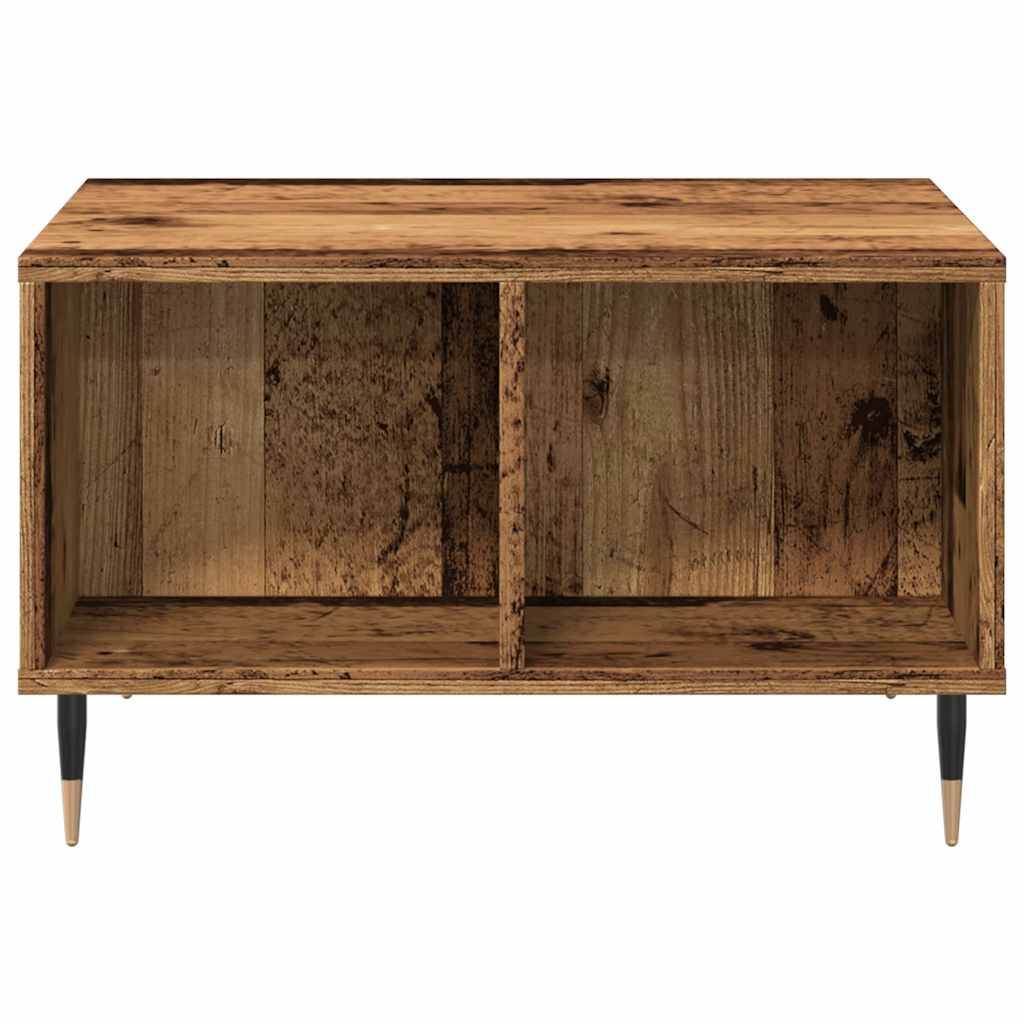 Table basse aspect bois récupéré 60x50x36,5 cm matériau bois
