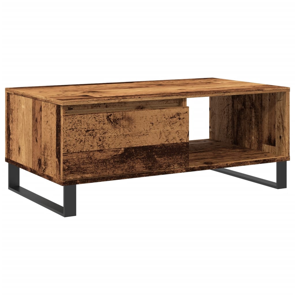 Table basse aspect bois de récupération 90x50x36,5 cm en bois