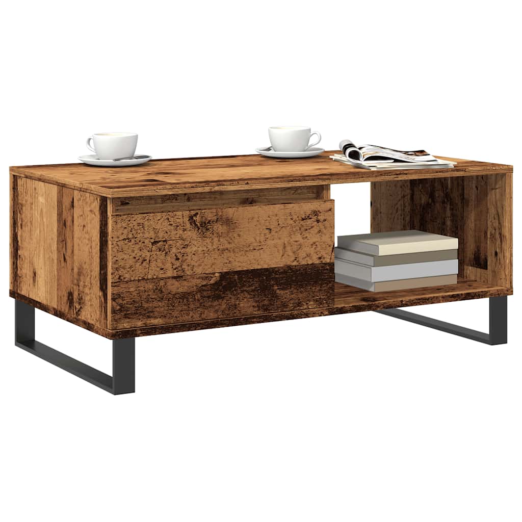 Table basse aspect bois de récupération 90x50x36,5 cm en bois