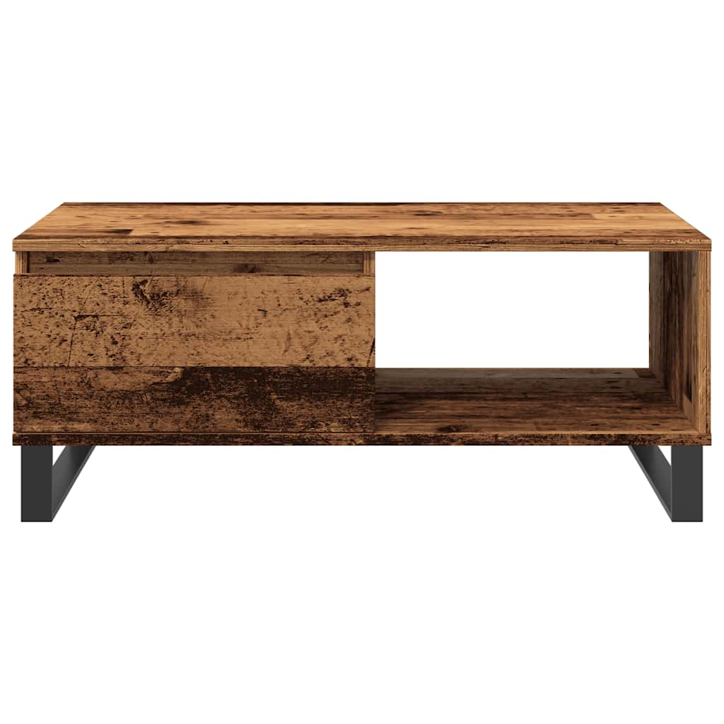 Table basse aspect bois de récupération 90x50x36,5 cm en bois