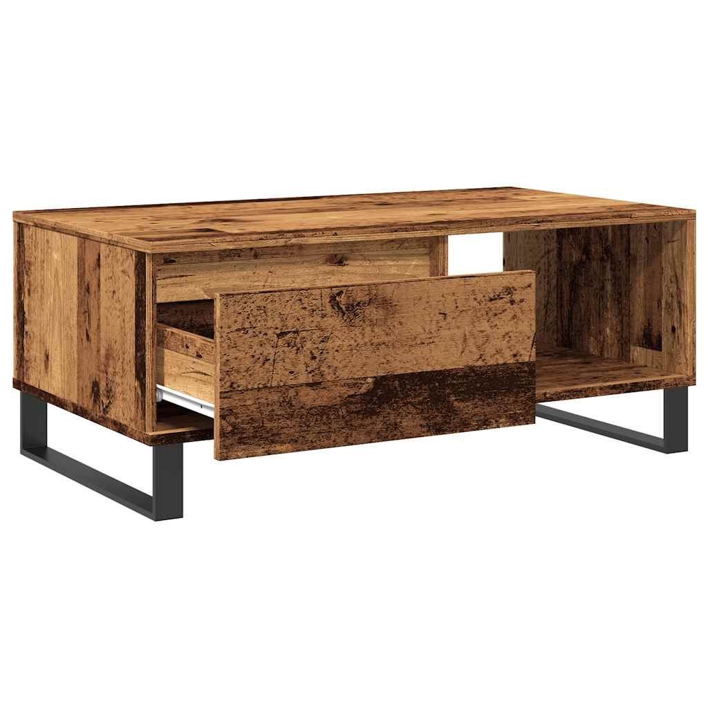 Table basse aspect bois de récupération 90x50x36,5 cm en bois