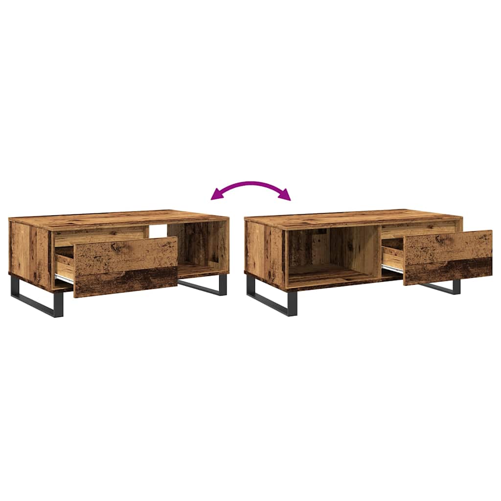 Table basse aspect bois de récupération 90x50x36,5 cm en bois