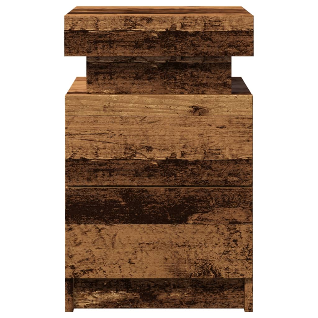 Table de chevet LED aspect bois de récupération 35x39x55 cm en bois