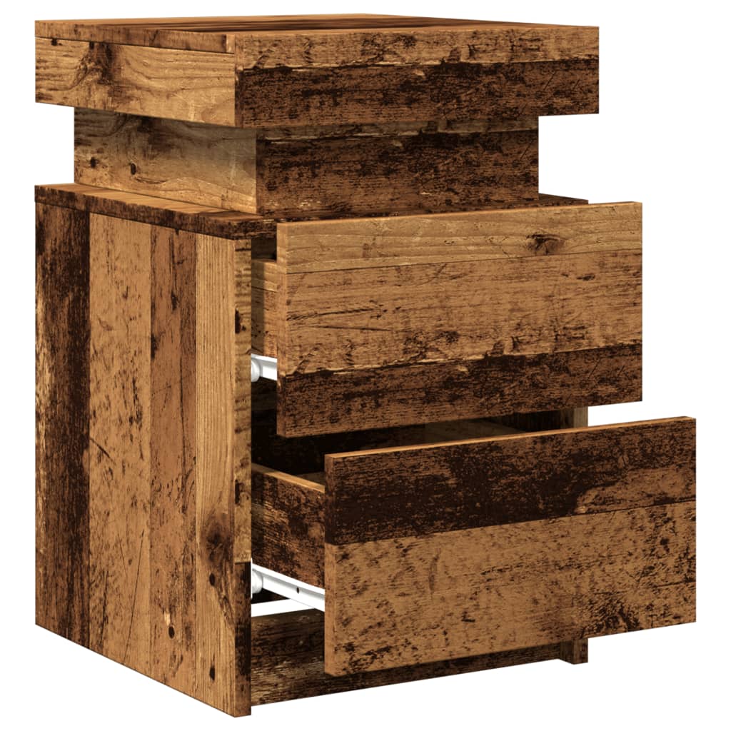 Table de chevet LED aspect bois de récupération 35x39x55 cm en bois