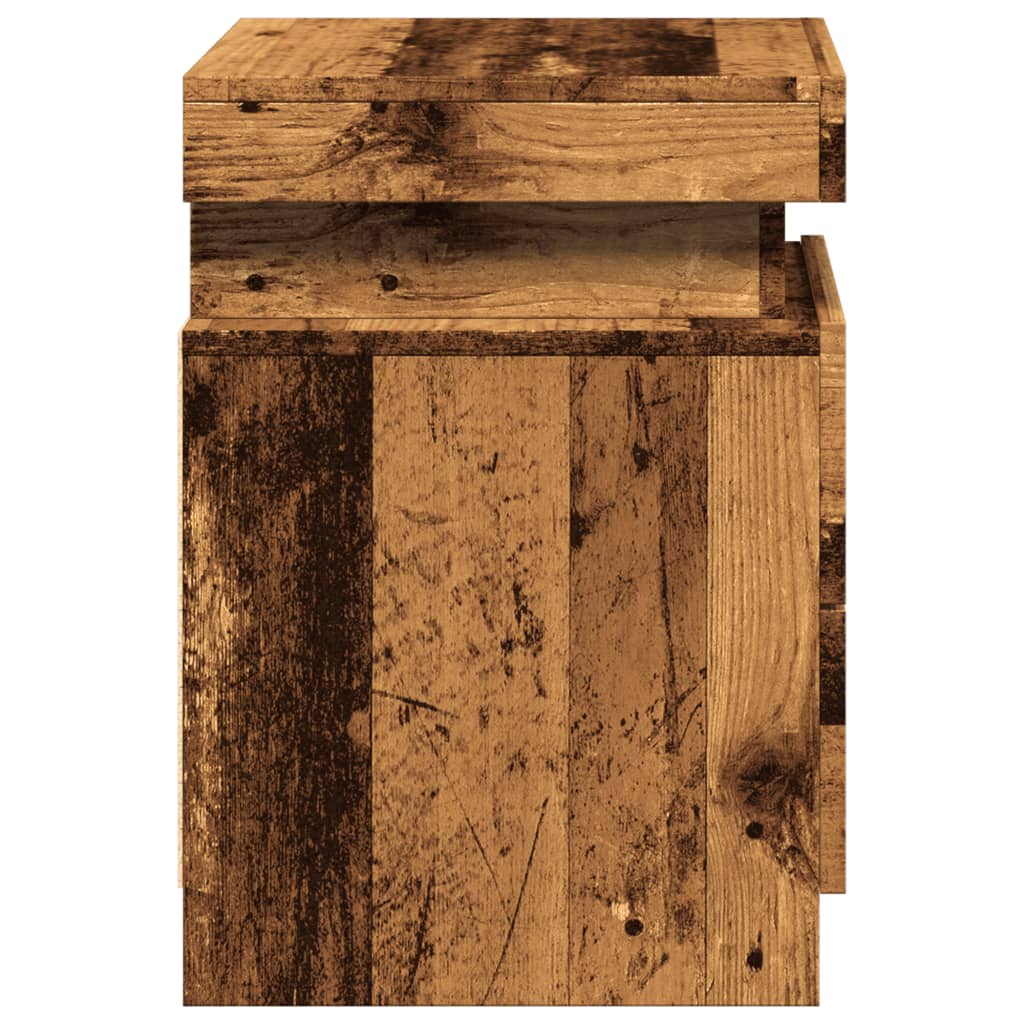 Table de chevet LED aspect bois de récupération 35x39x55 cm en bois
