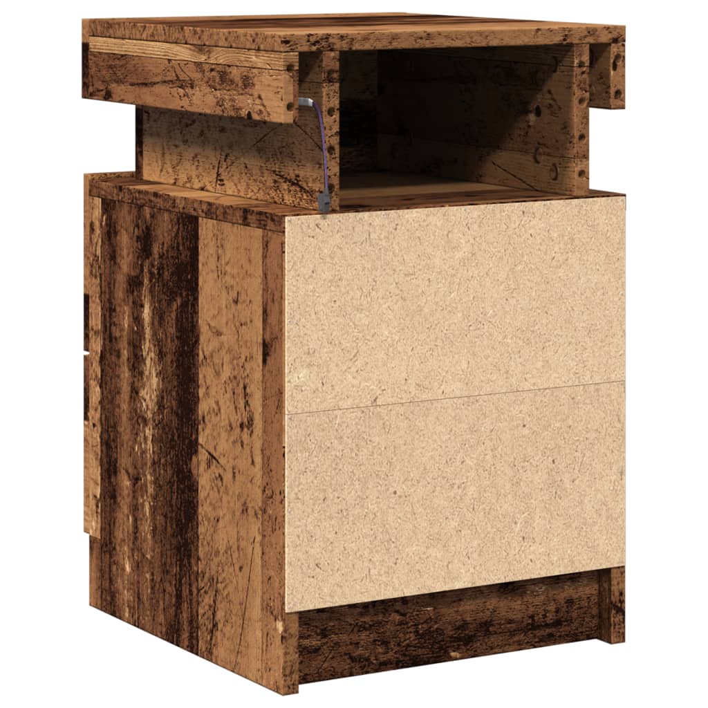Table de chevet LED aspect bois de récupération 35x39x55 cm en bois