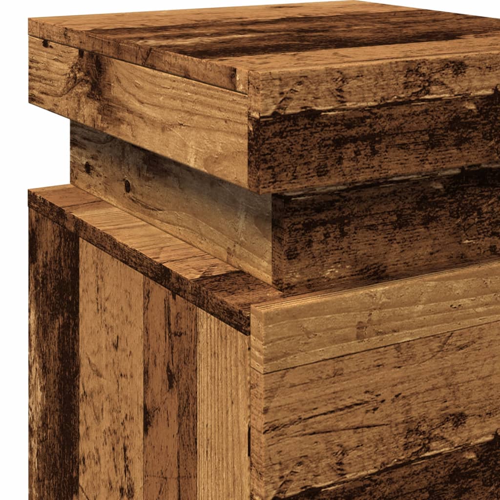 Table de chevet LED aspect bois de récupération 35x39x55 cm en bois
