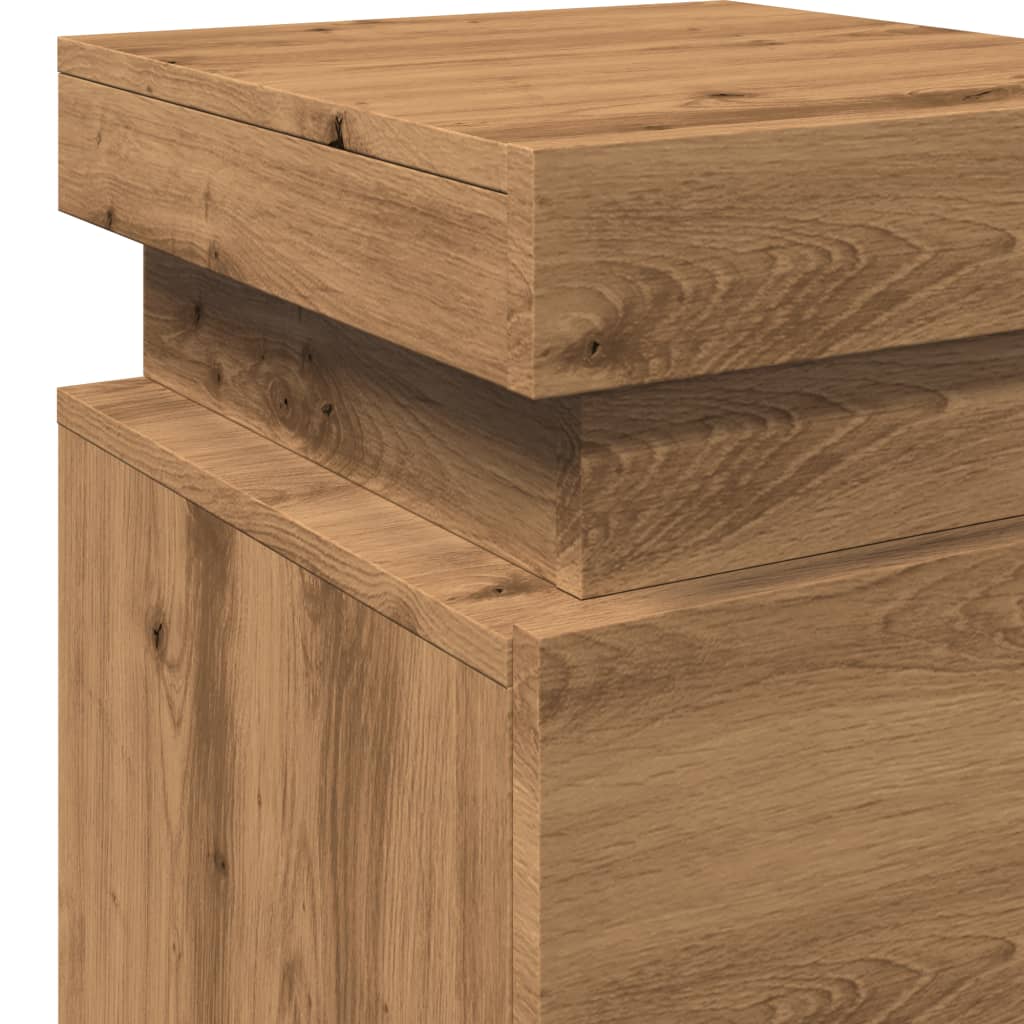 Table de chevet LED Artisan en chêne 35x39x55 cm matériau bois