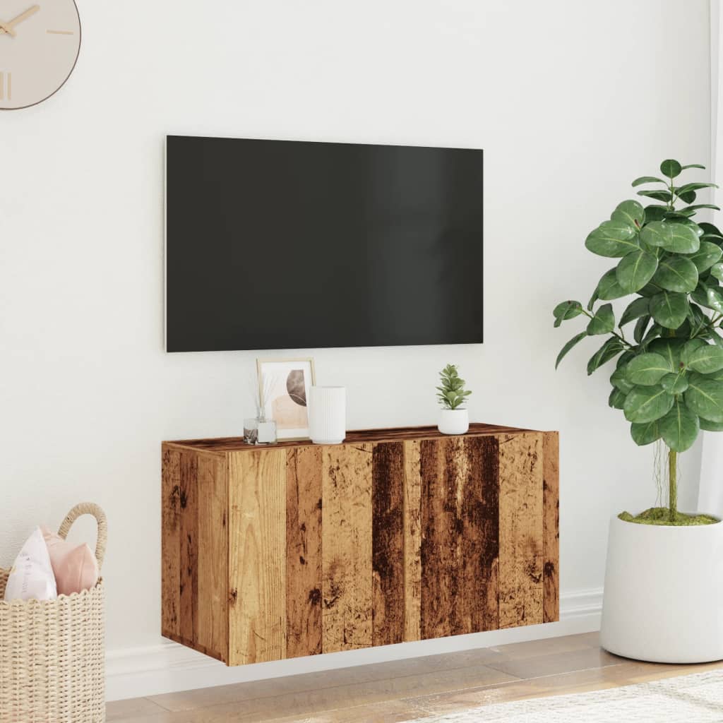 TV wall cabinet old wood look 80x30x41 cm