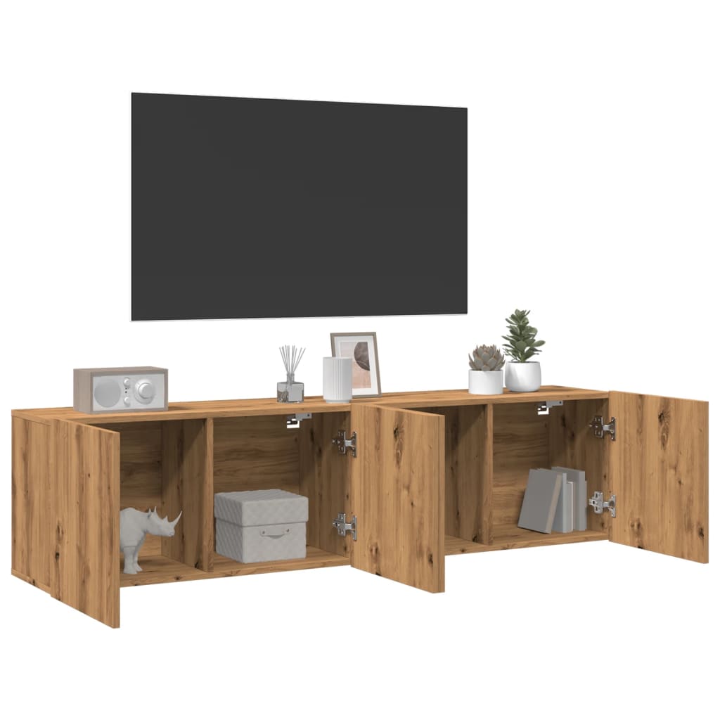 Meubles muraux TV 2 pcs Chêne artisanal 80x30x41 cm