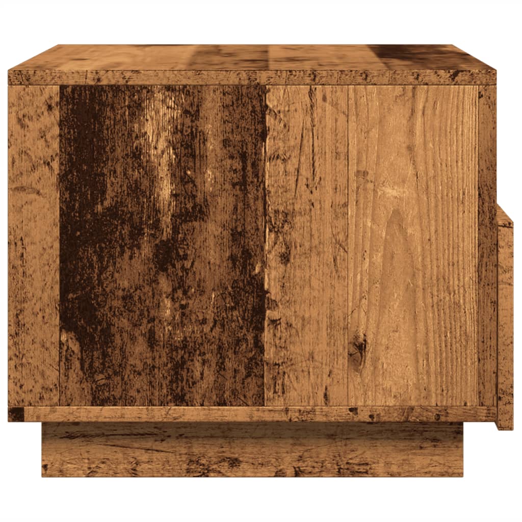 Coffee table with LED lights old wood look 50x49x40 cm