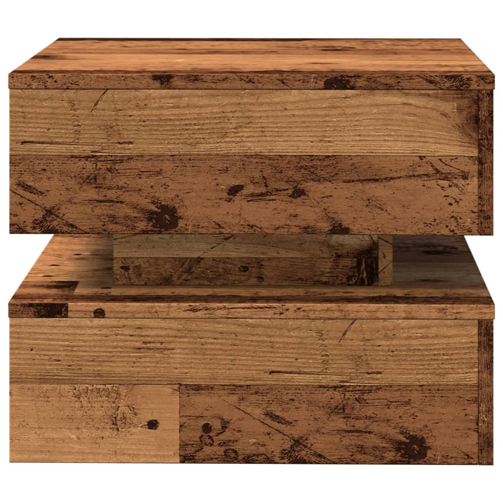 Coffee table with LED lights old wood look 50x50x40 cm