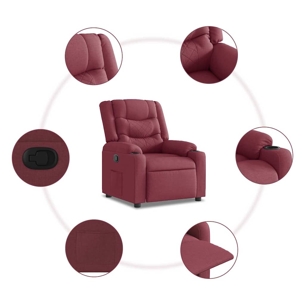 Fauteuil de relaxation tissu rouge vin