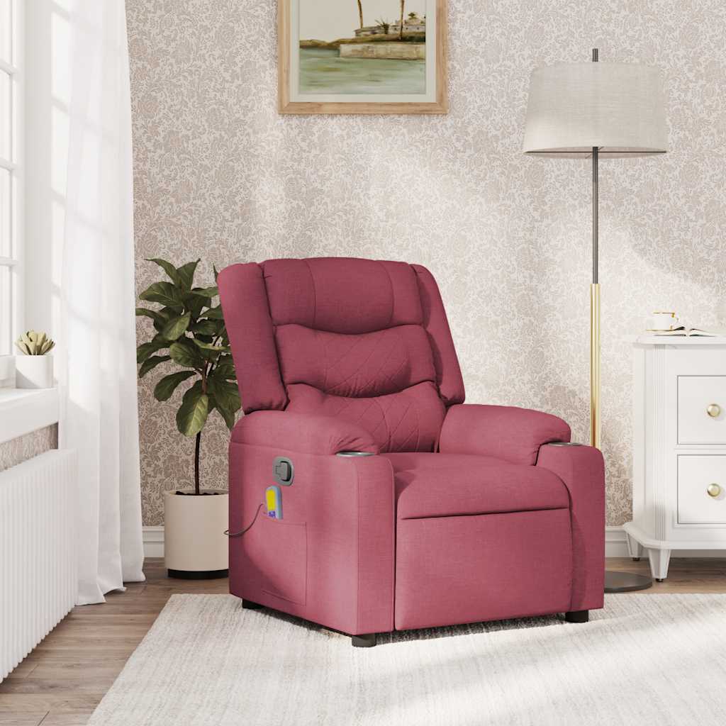 Fauteuil de massage tissu rouge vin