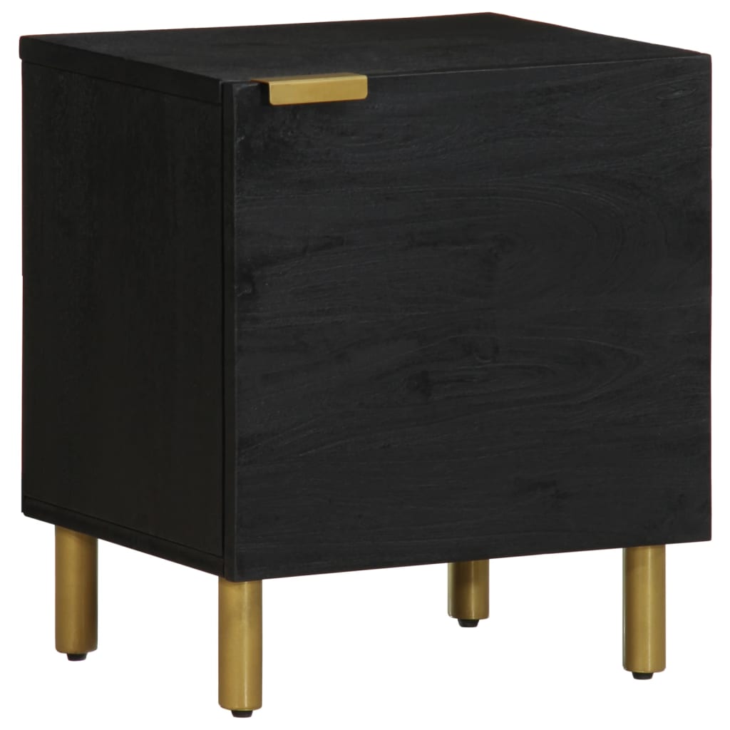 Tables de chevet 2 pcs. Noir 40x33x46 cm en bois de manguier massif