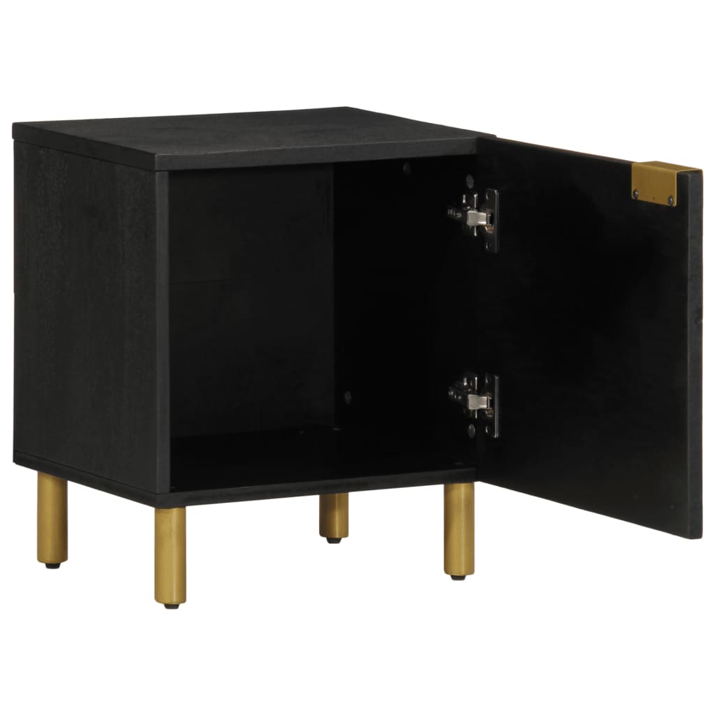 Tables de chevet 2 pcs. Noir 40x33x46 cm en bois de manguier massif