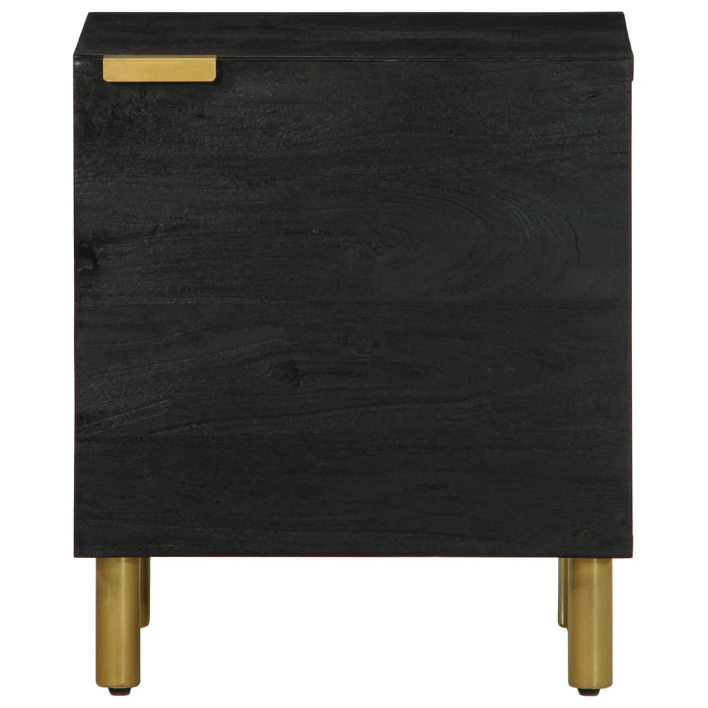 Tables de chevet 2 pcs. Noir 40x33x46 cm en bois de manguier massif