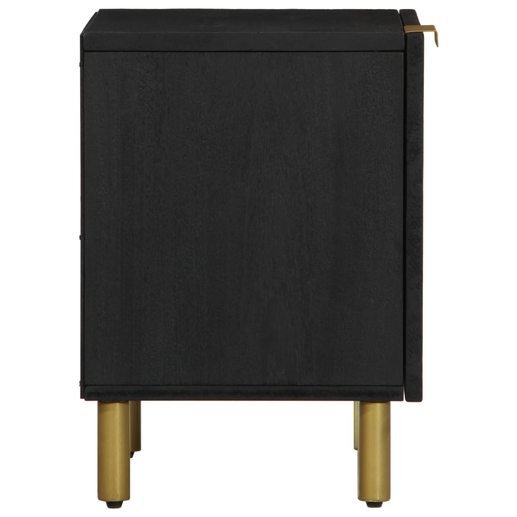 Tables de chevet 2 pcs. Noir 40x33x46 cm en bois de manguier massif