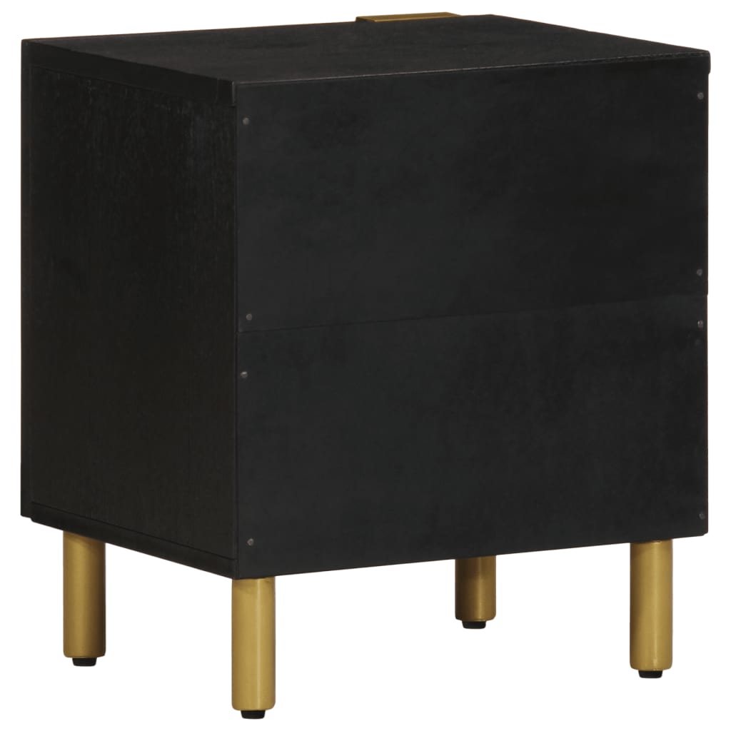 Tables de chevet 2 pcs. Noir 40x33x46 cm en bois de manguier massif