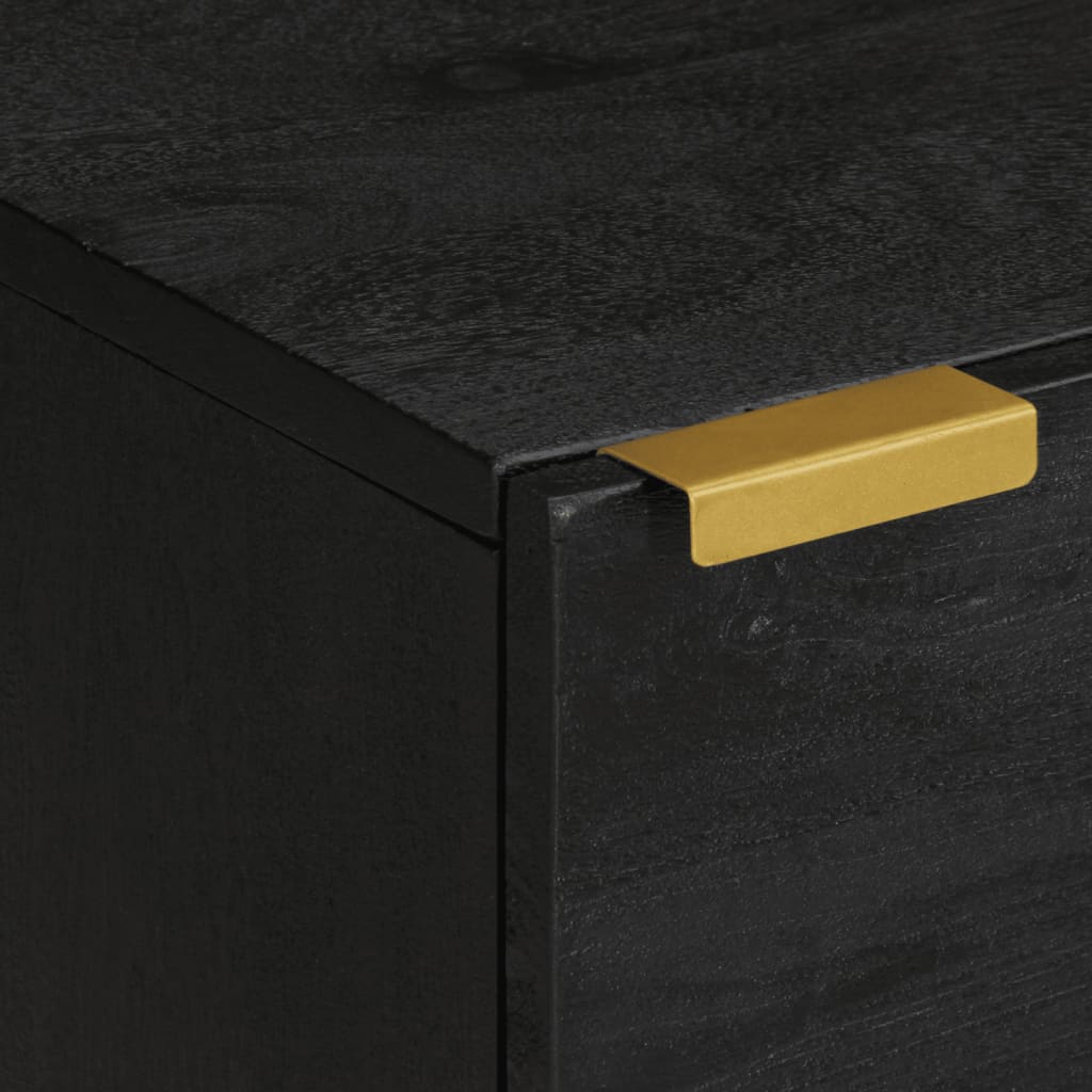 Tables de chevet 2 pcs. Noir 40x33x46 cm en bois de manguier massif
