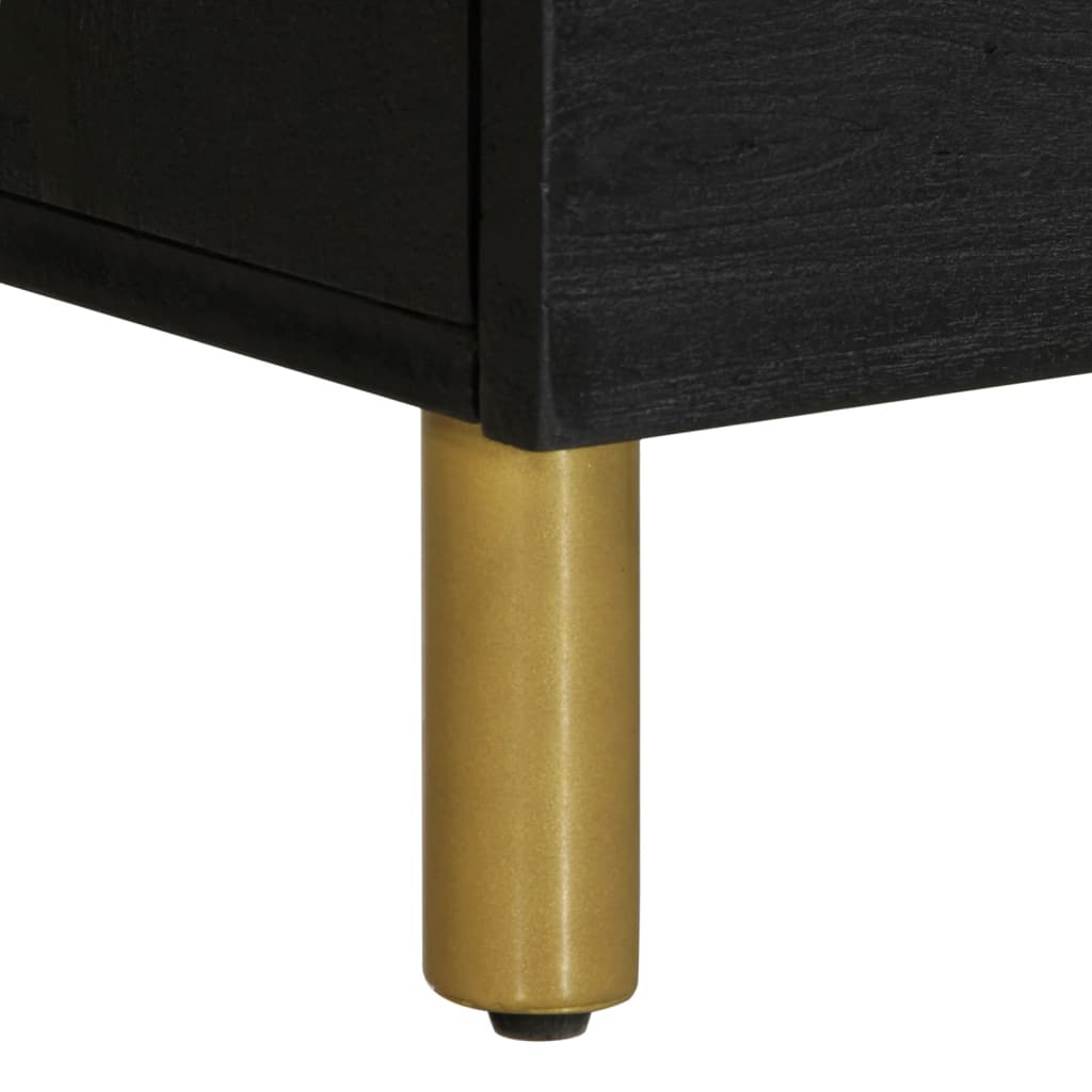 Tables de chevet 2 pcs. Noir 40x33x46 cm en bois de manguier massif