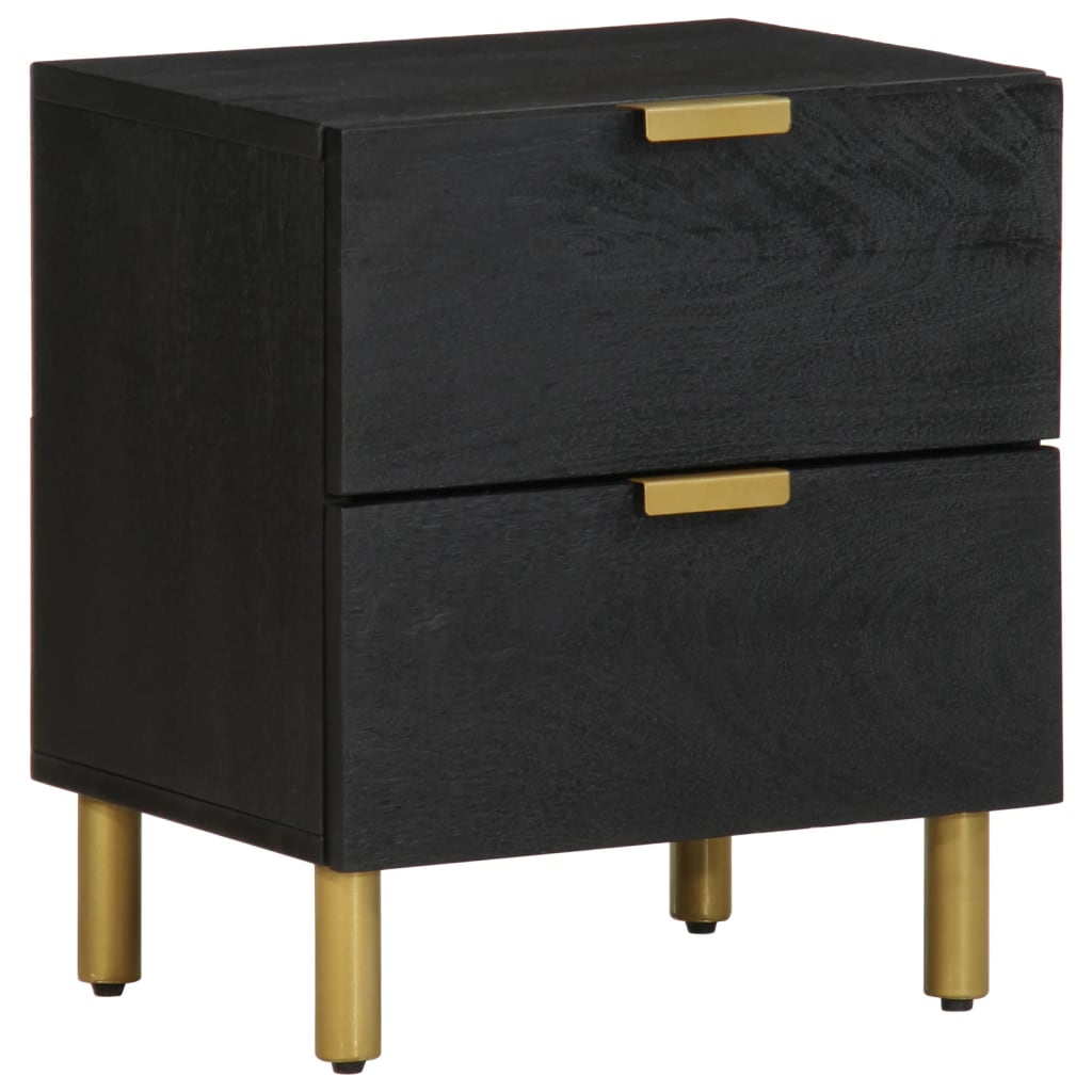 Tables de chevet 2 pcs. Noir 40x33x46 cm en bois de manguier massif