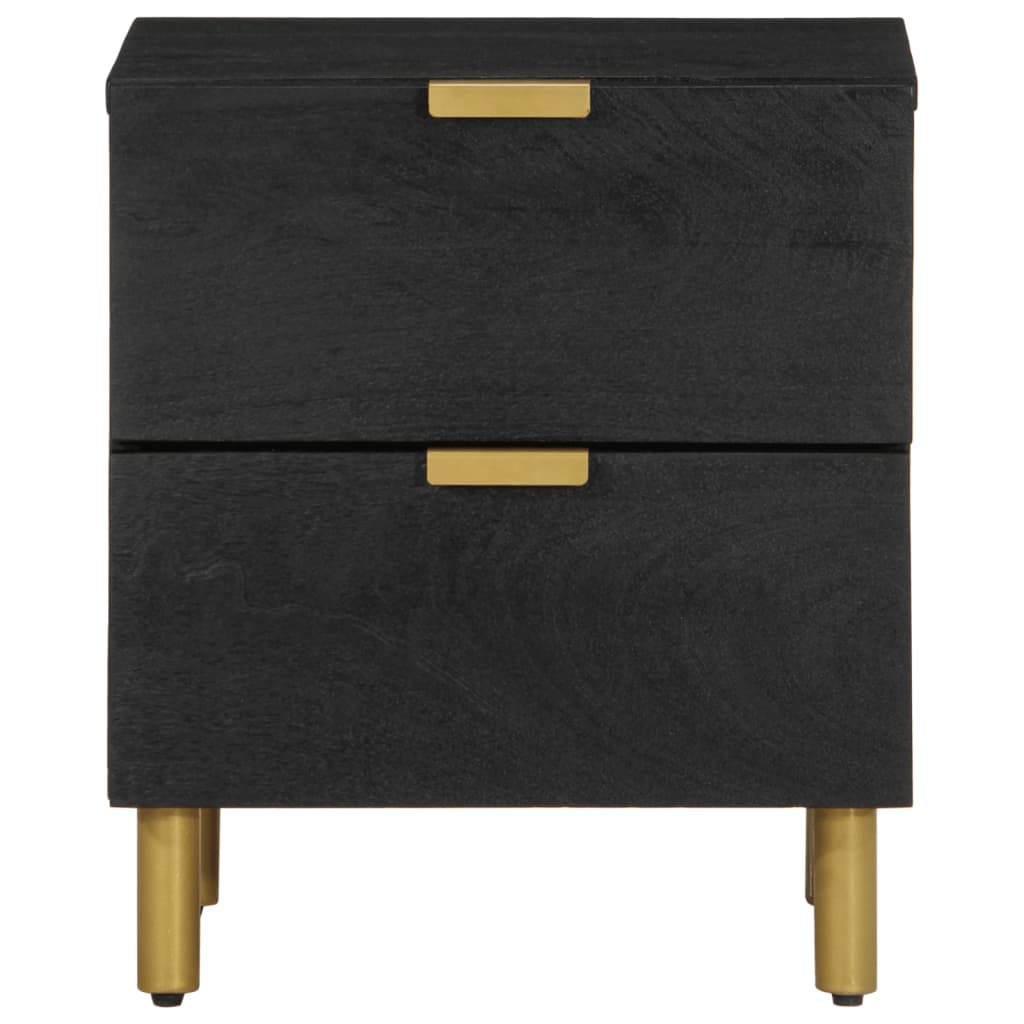 Tables de chevet 2 pcs. Noir 40x33x46 cm en bois de manguier massif