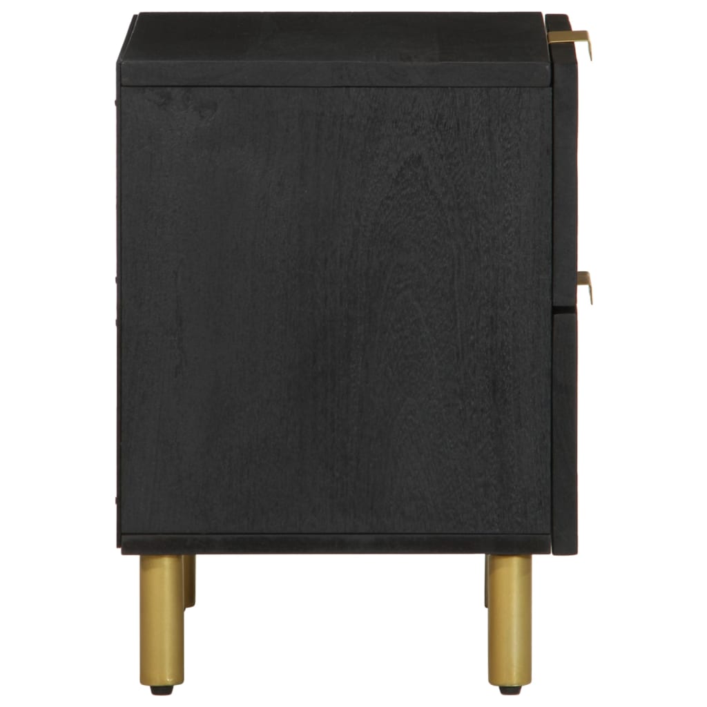 Tables de chevet 2 pcs. Noir 40x33x46 cm en bois de manguier massif
