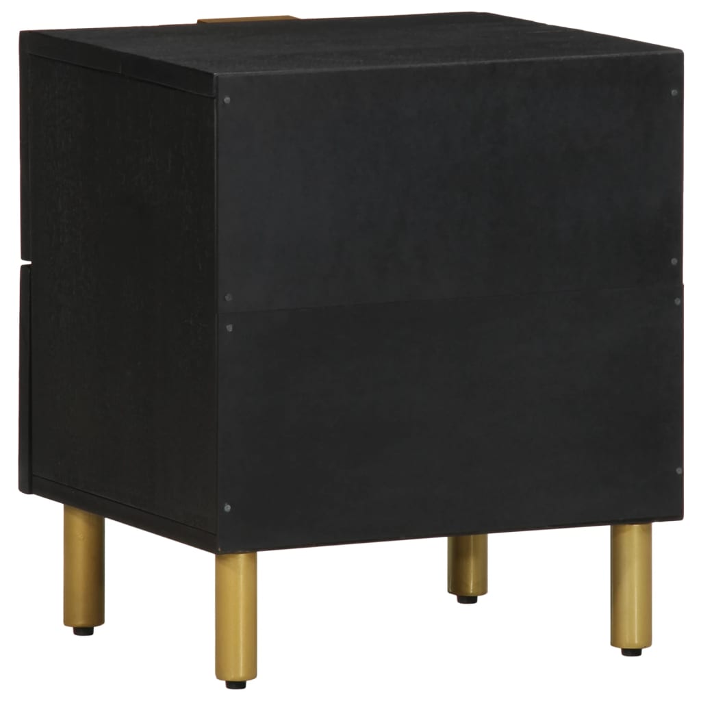 Tables de chevet 2 pcs. Noir 40x33x46 cm en bois de manguier massif
