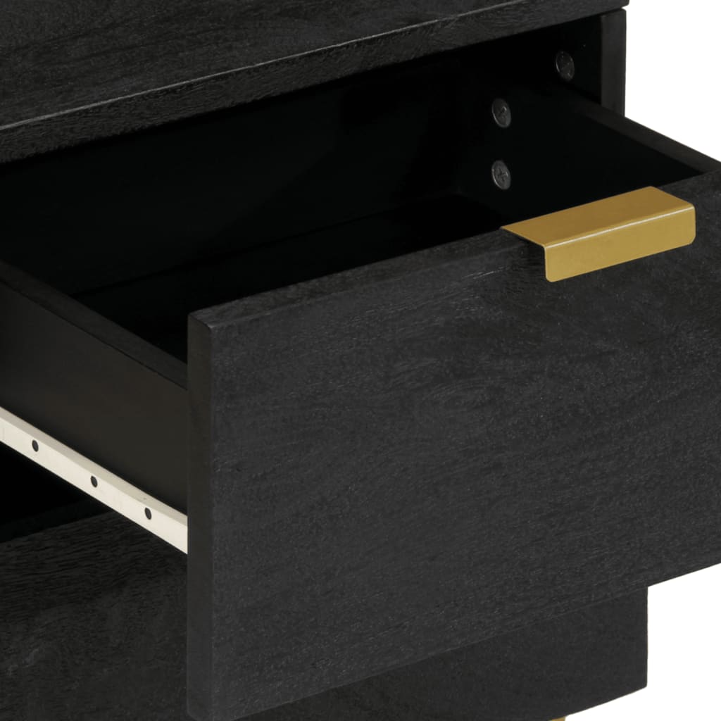 Tables de chevet 2 pcs. Noir 40x33x46 cm en bois de manguier massif