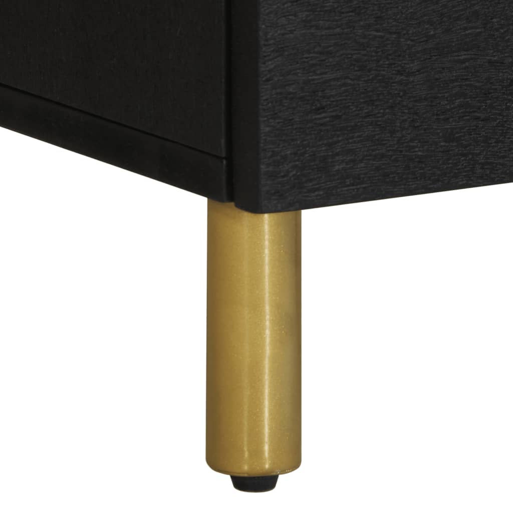 Tables de chevet 2 pcs. Noir 40x33x46 cm en bois de manguier massif