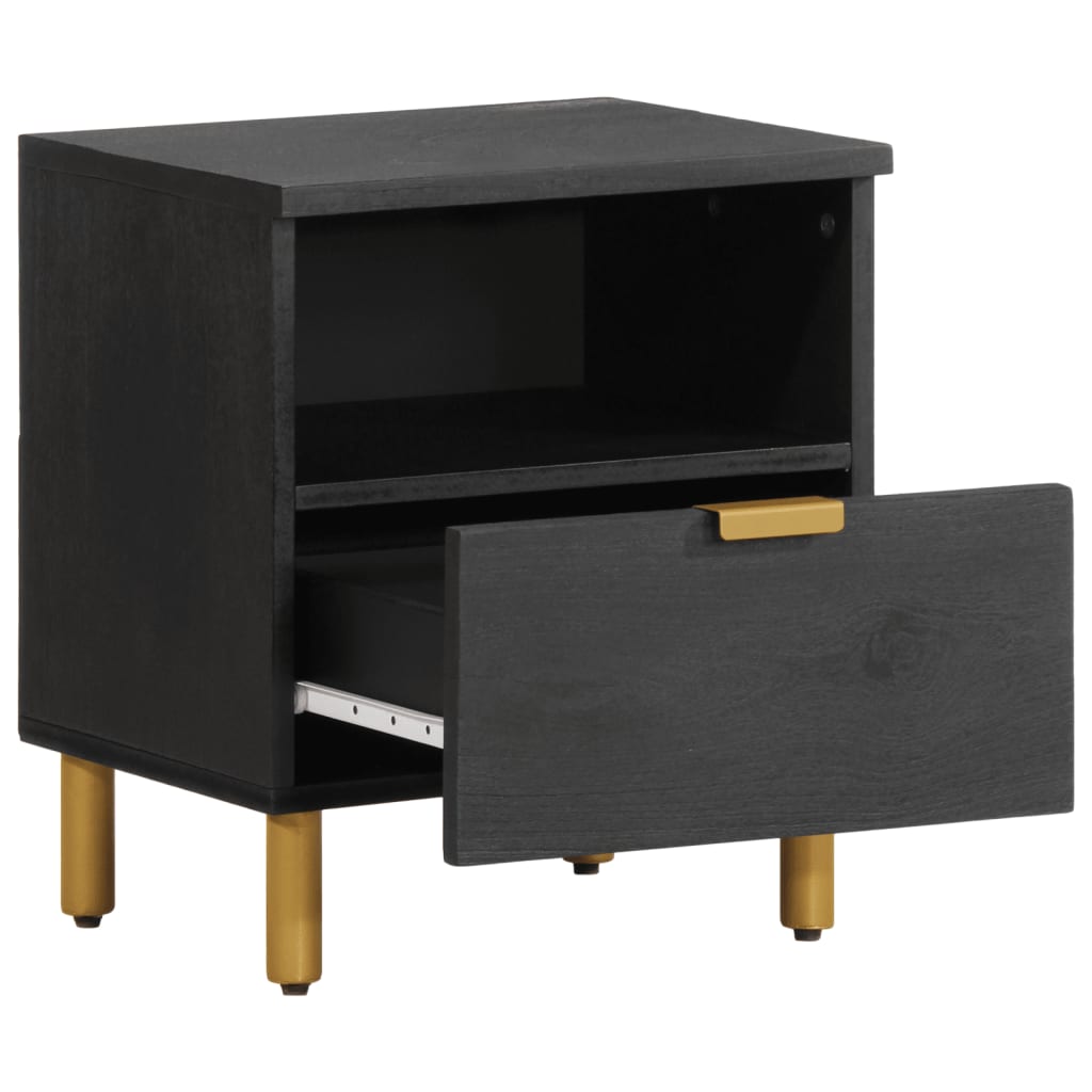 Bedside Table Black 40x33x46 cm Wood Material
