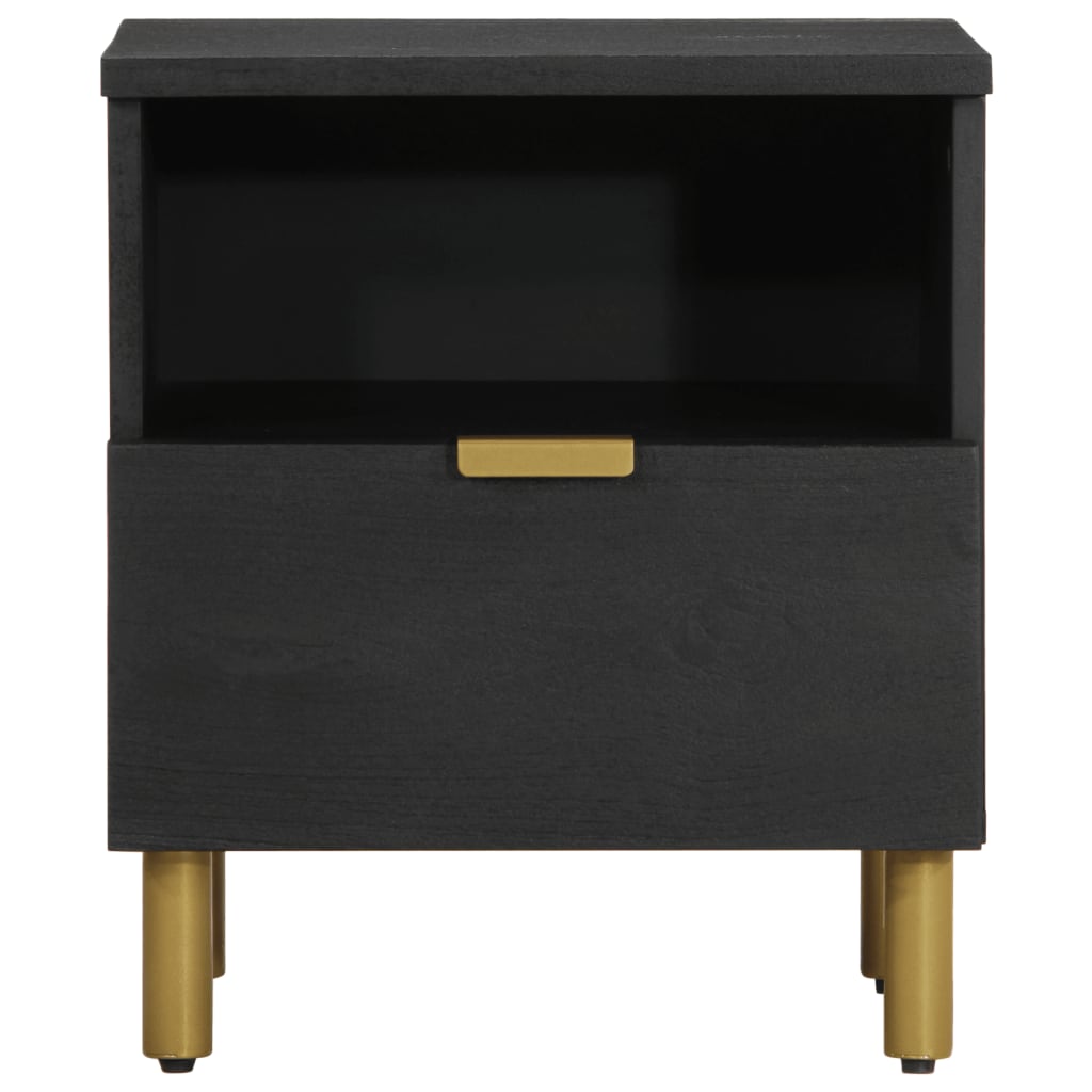 Bedside Table Black 40x33x46 cm Wood Material