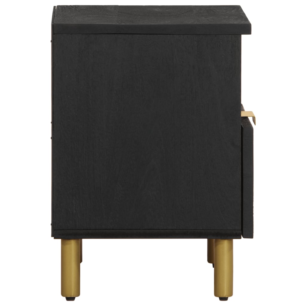 Bedside Table Black 40x33x46 cm Wood Material