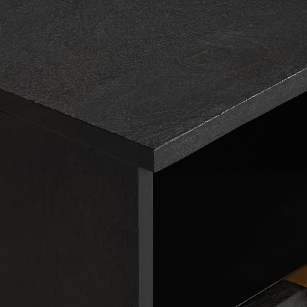 Bedside Table Black 40x33x46 cm Wood Material